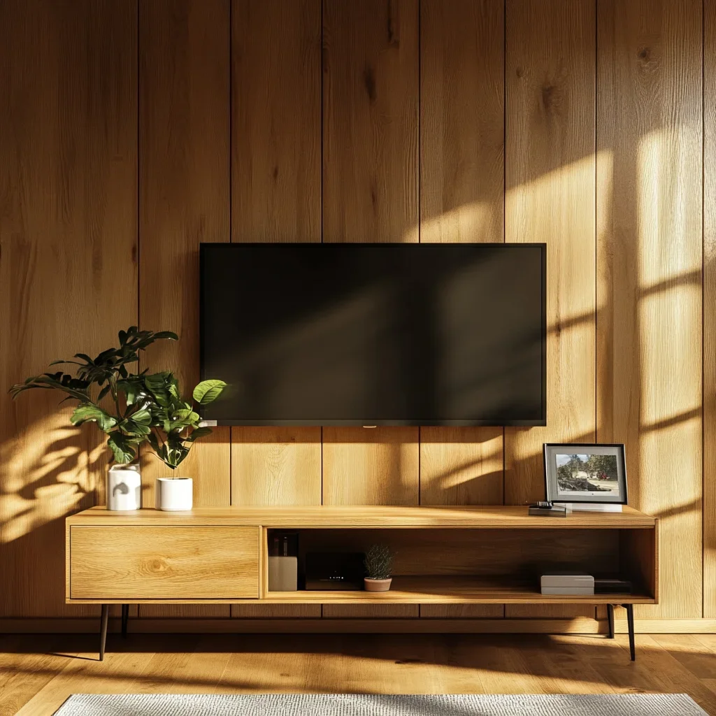 Szafka RTV Dębowa Podwieszana – 100% Lite Drewno – 200x45x42,5 cm – Prosta i Elegancka z Dwiema Szafkami