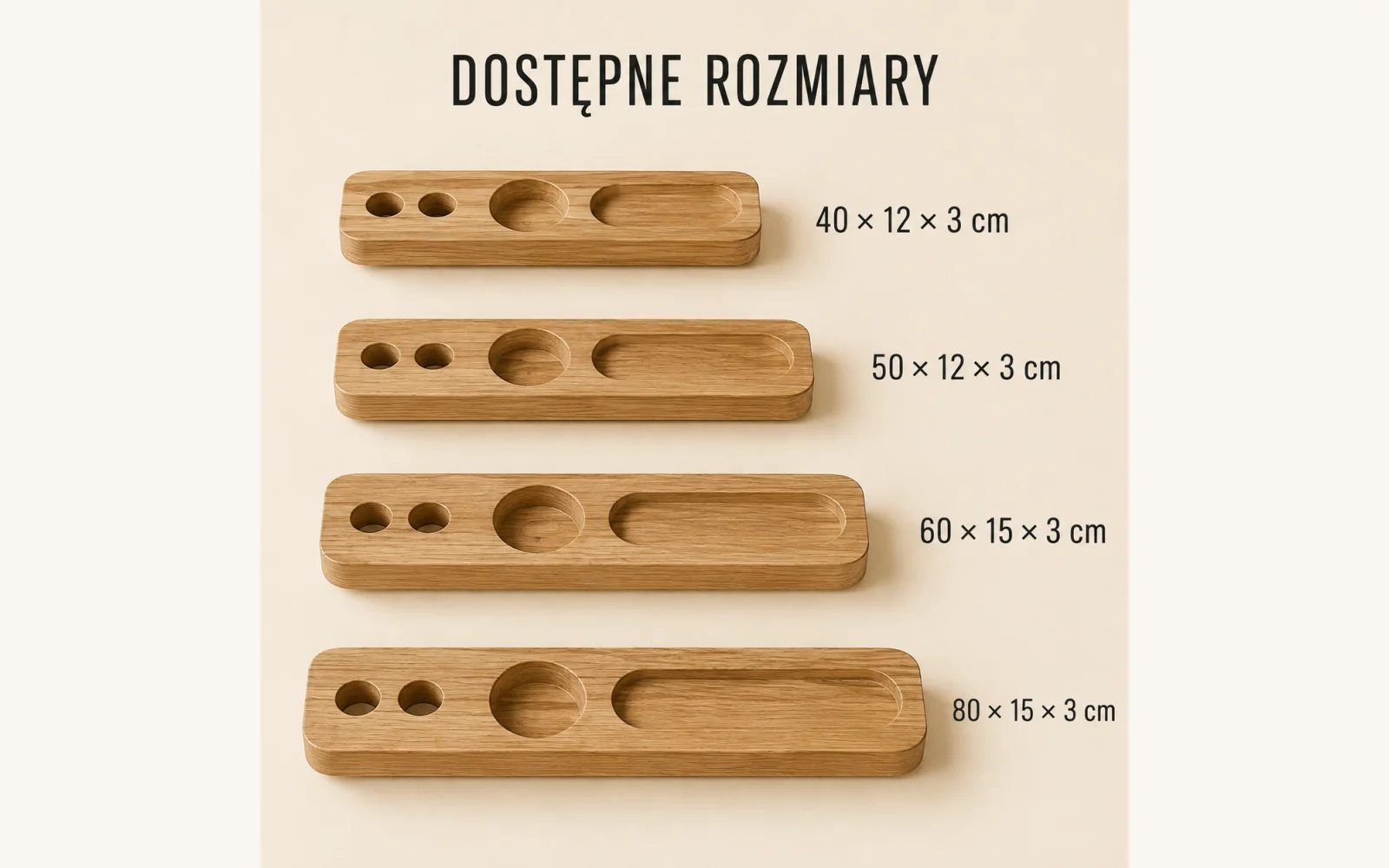 Porównanie długości półek BRUSH 40–80 cm
