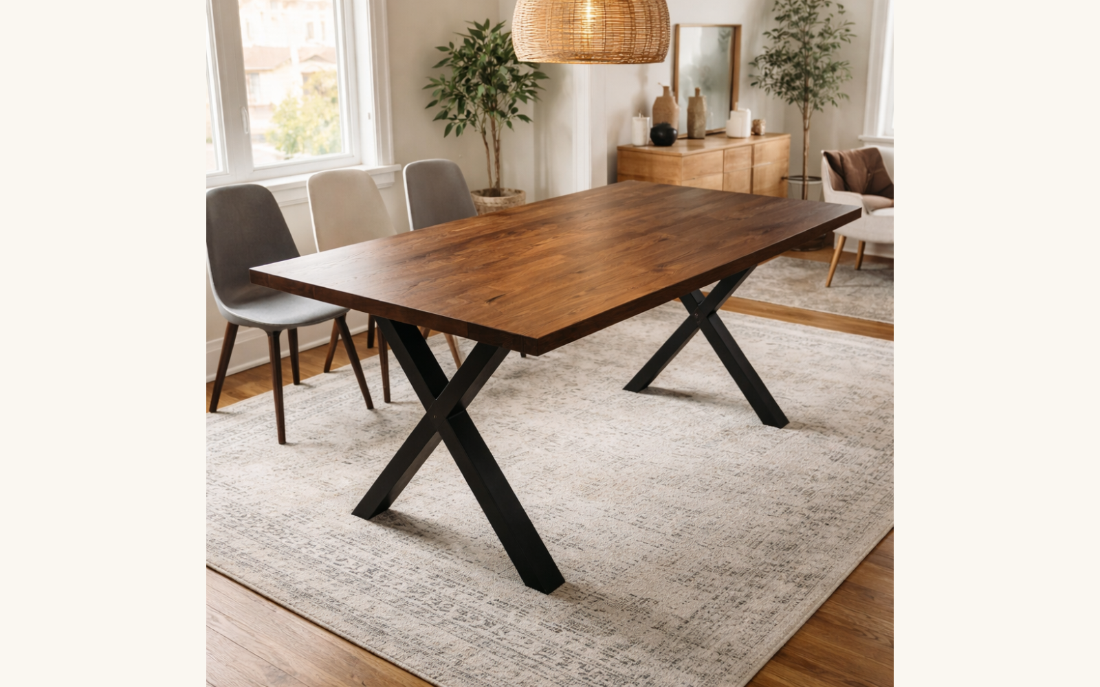 Nogi stołowe stalowe X 72 cm | szerokość 70 cm | profil 60x30 mm | czarny mat | komplet 2 szt. | styl industrialny - zdjecie produktu